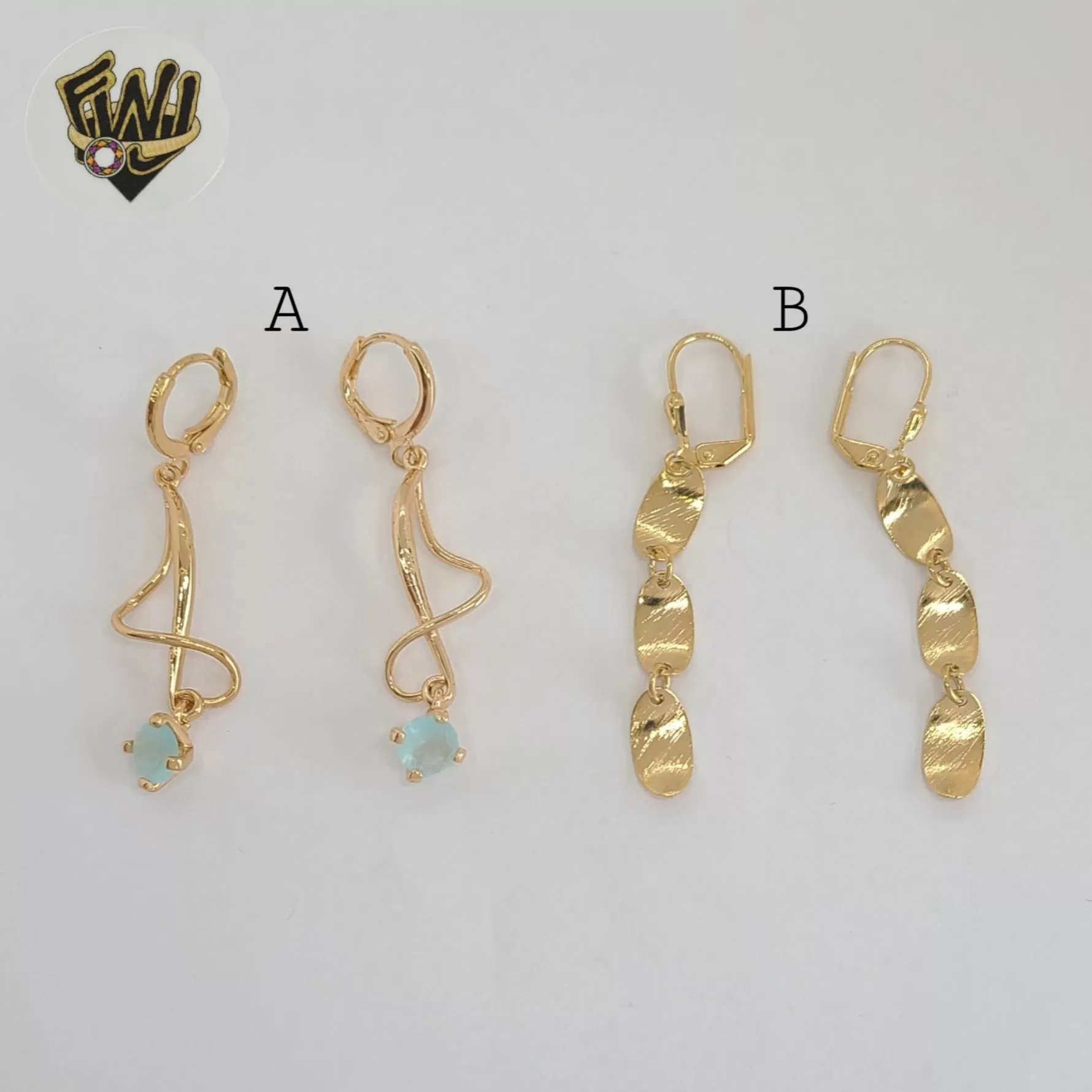 (1-1226-2) Gold Laminate - Long Earrings - BGO