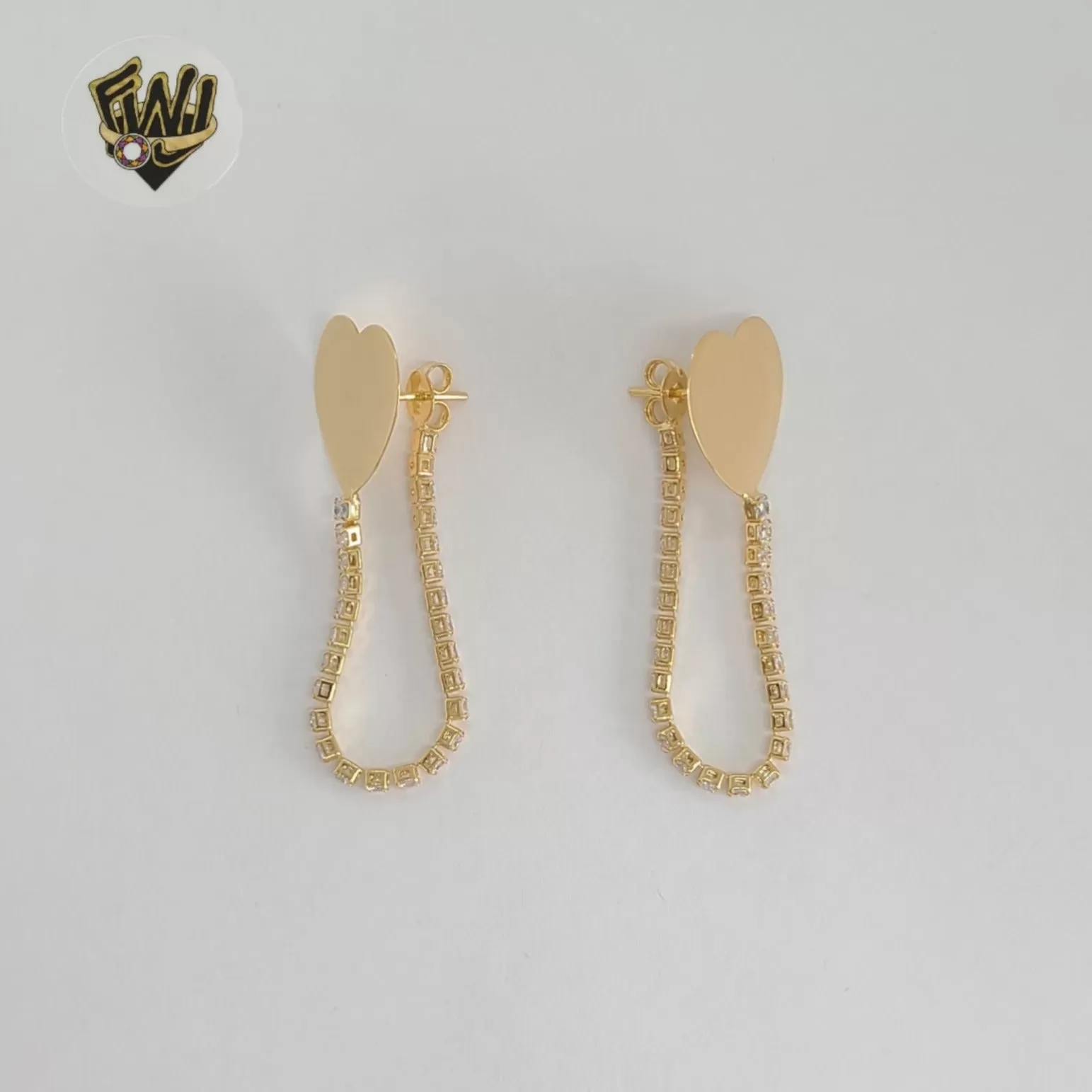 (1-1241-5) Gold Laminate - Heart Long Earrings - BGF