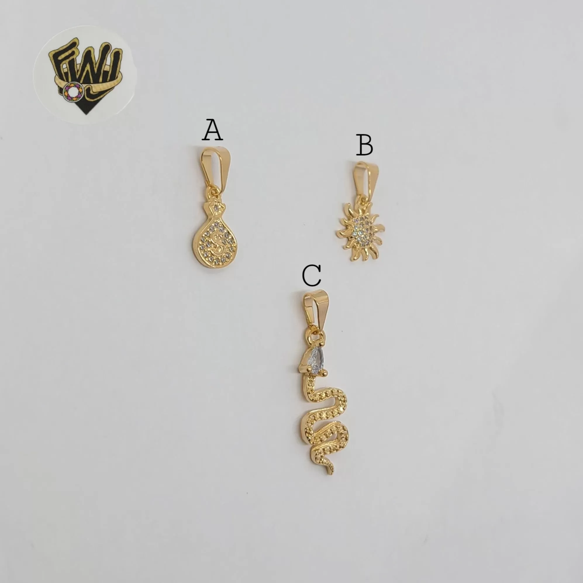 (1-2112) Gold Laminate - Small Zircon Pendants - BGF