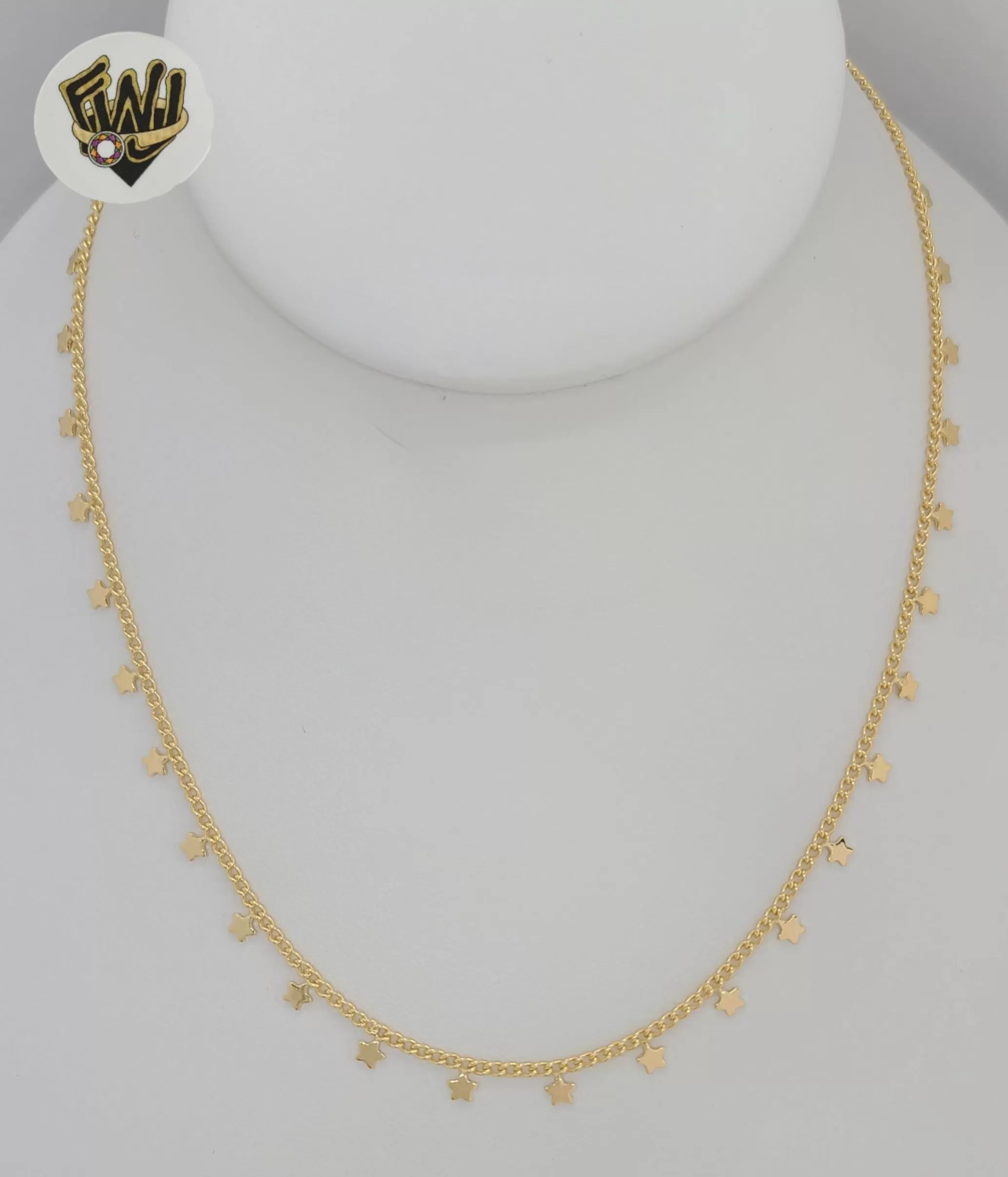 (1-6195-3) Gold Laminate - Curb Link Star Necklace - BGF