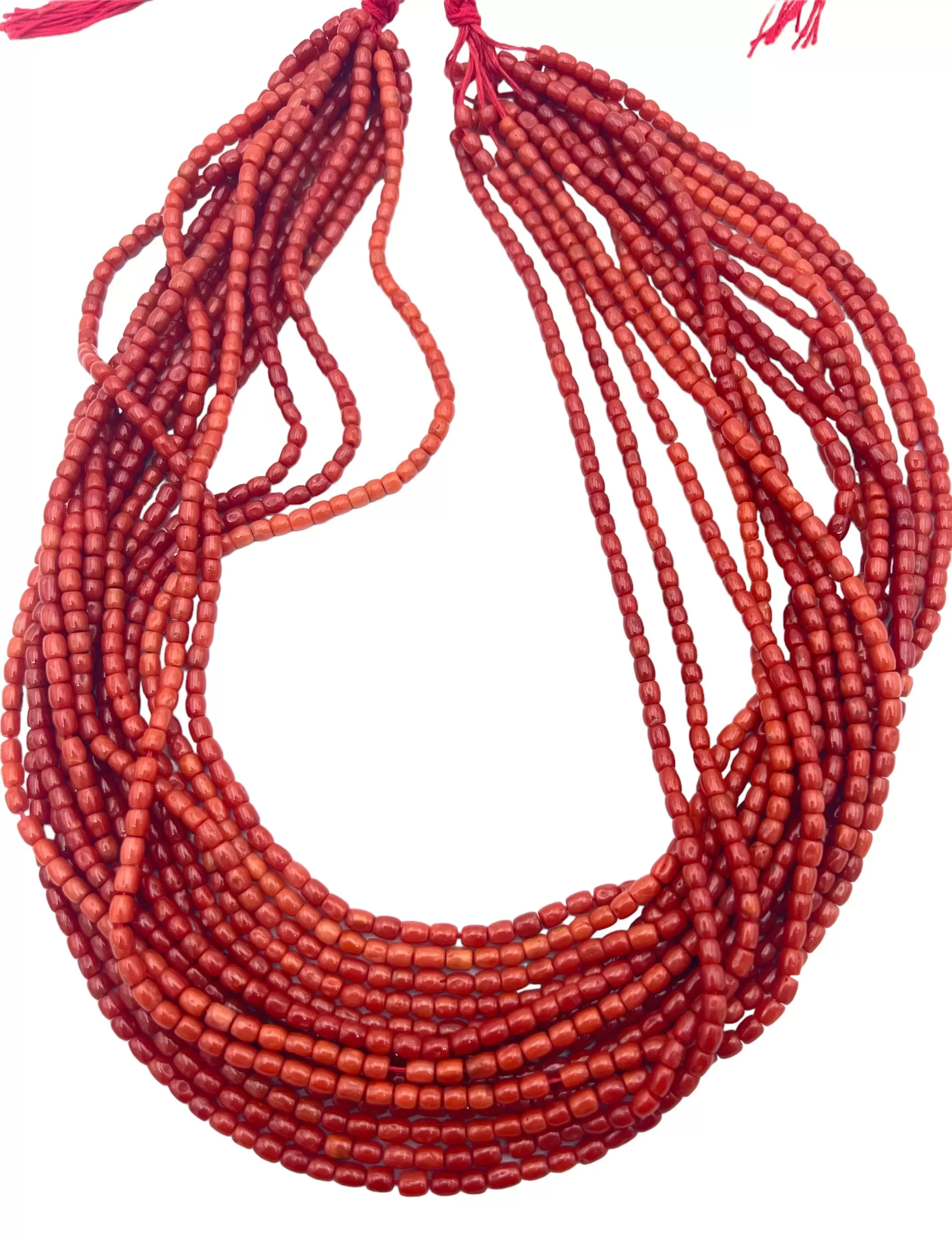 100% Natural High Quality Red Italian Sea Coral 4x5mm Barrel Shaped Beads (19 inch Strand)