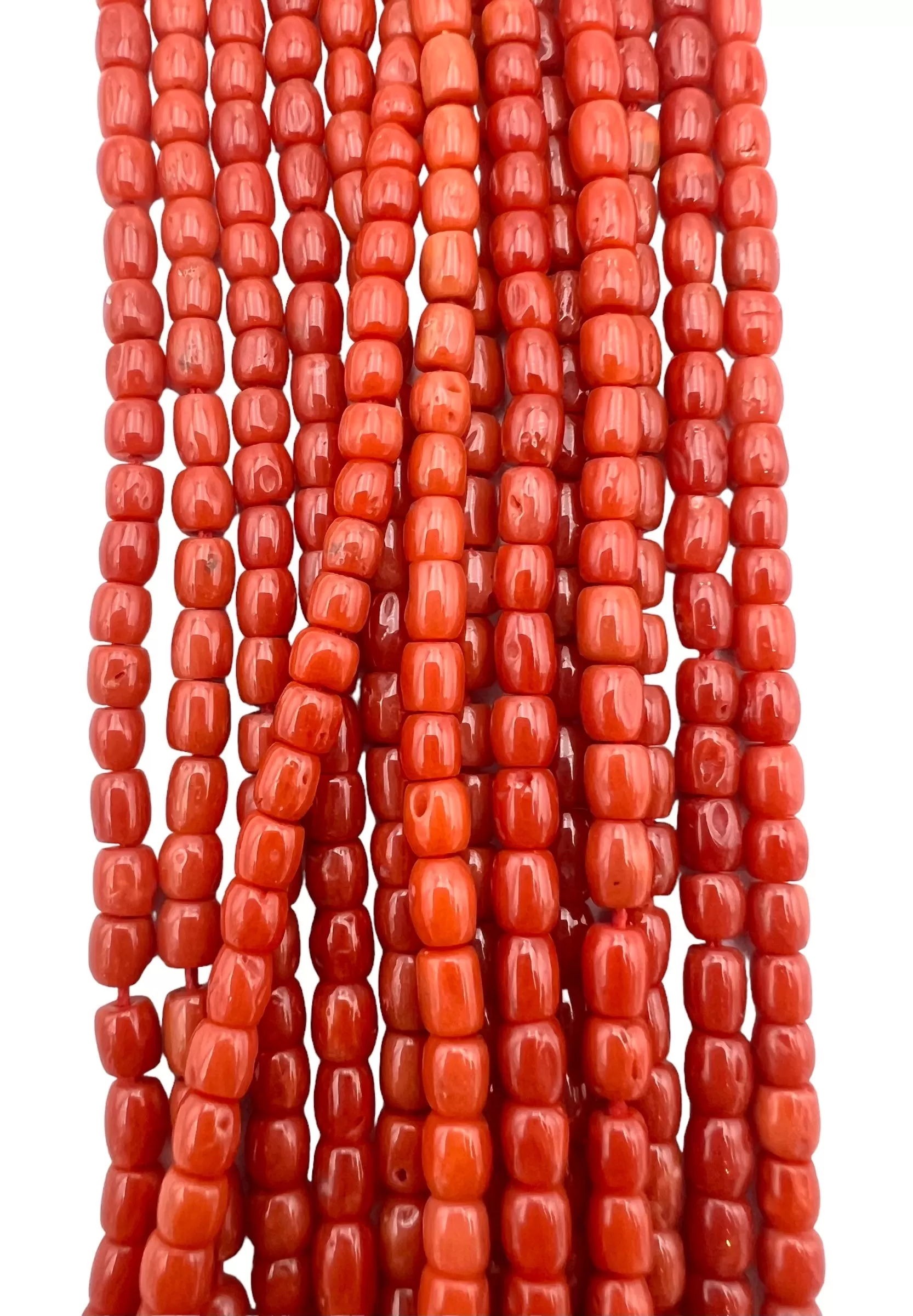 100% Natural High Quality Red Italian Sea Coral 4x5mm Barrel Shaped Beads (19 inch Strand)