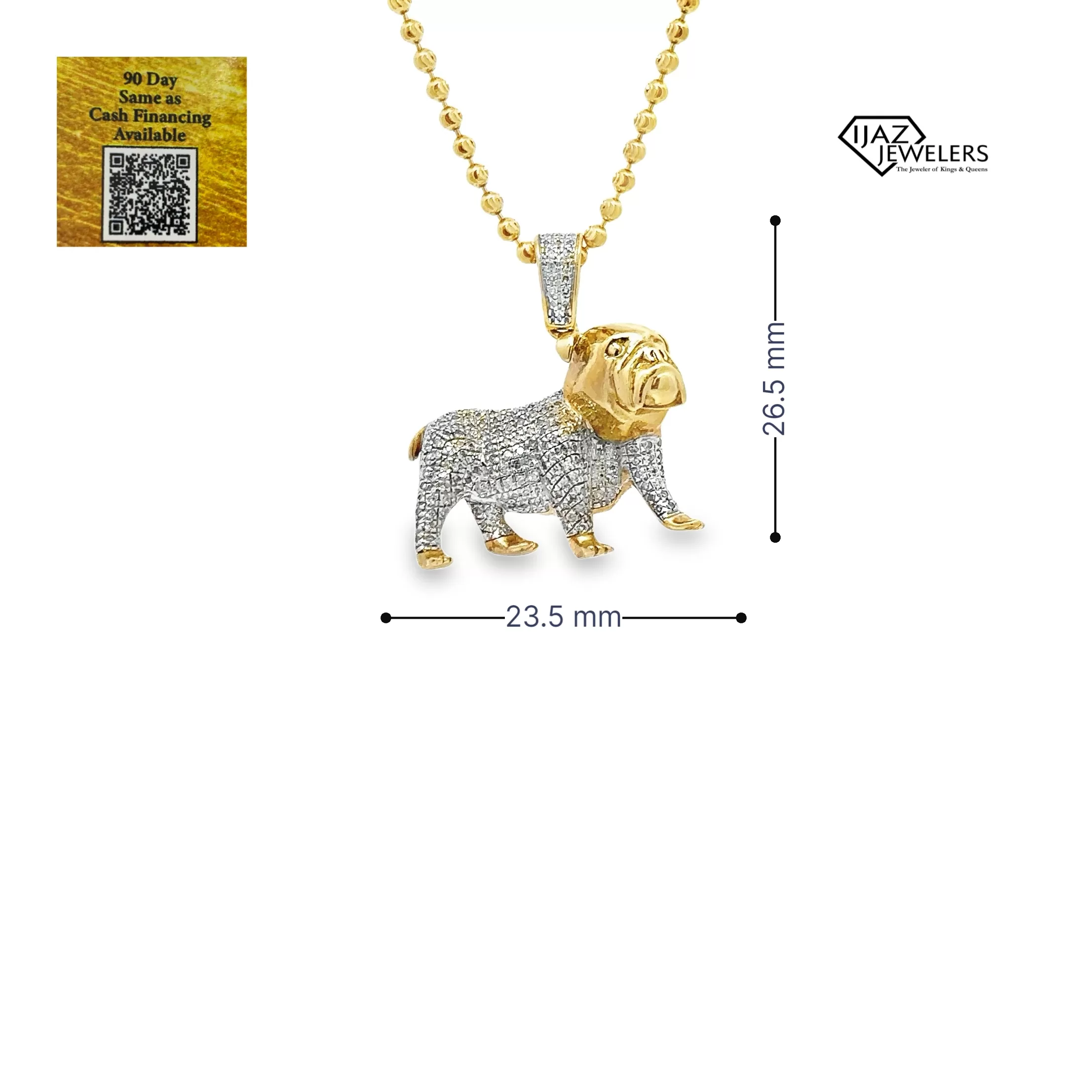 10K Gold 0.45 CTW Diamond Bulldog Charm