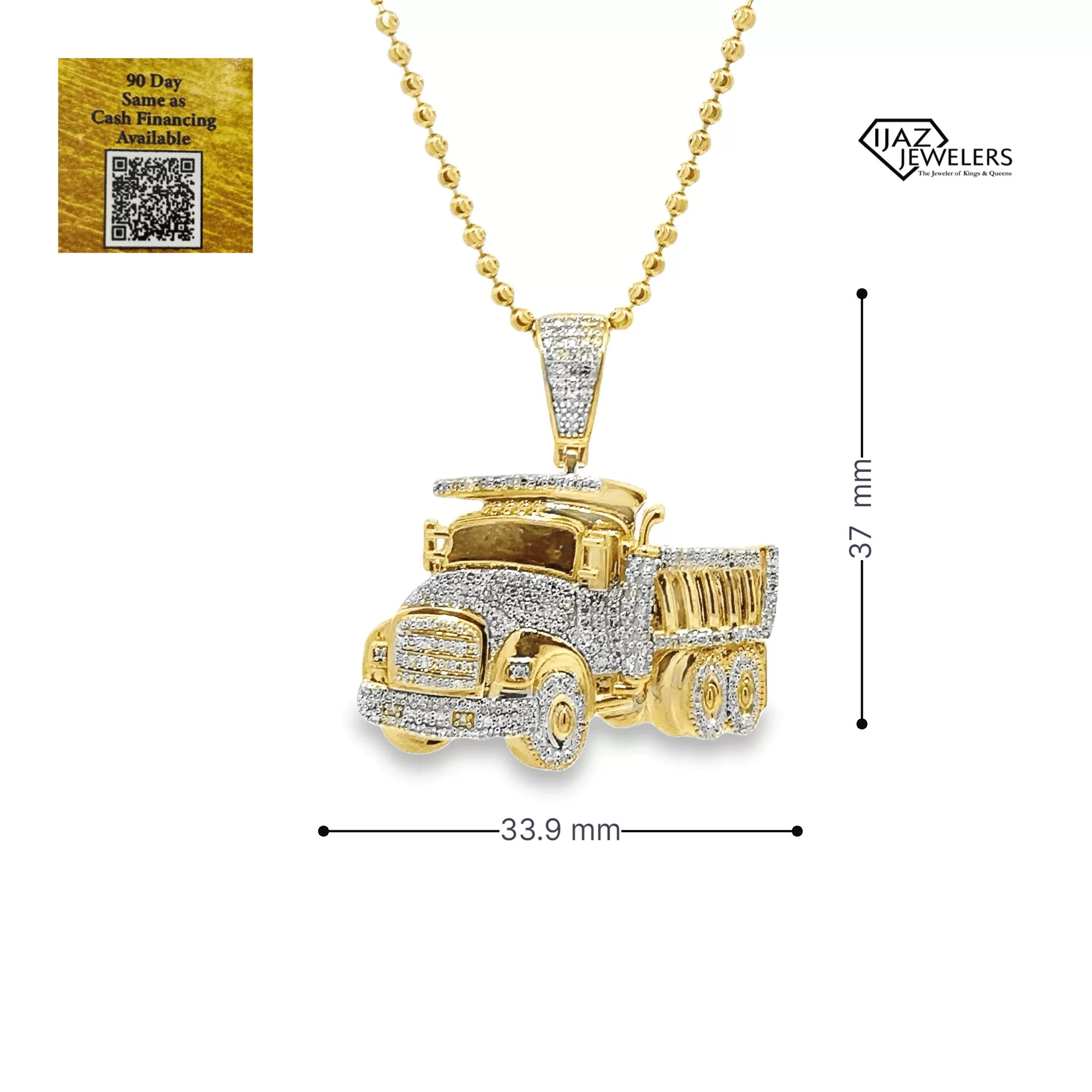 10K Gold 7/8 CTW Diamond Dump Truck Charm