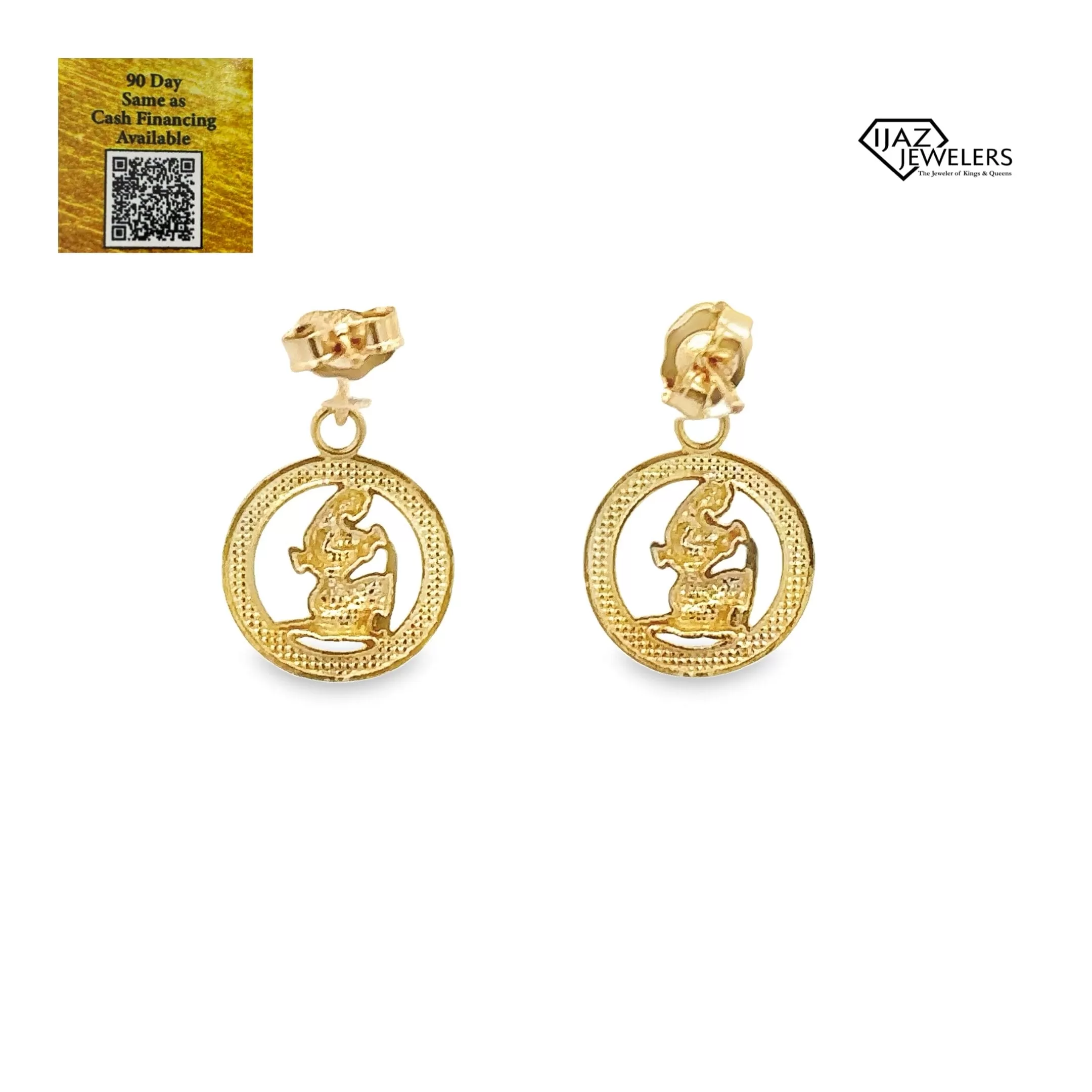 10K Gold Aquarius Zodiac Earrings