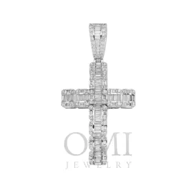 10K GOLD BAGUETTE AND ROUND DIAMOND CROSS PENDANT 2.84 CT