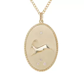 10K Gold Large Ibex Pendant with Diamond Detail