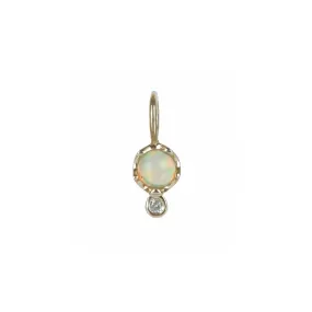 10K Gold Opal Birthstone Charm with Diamond Drop