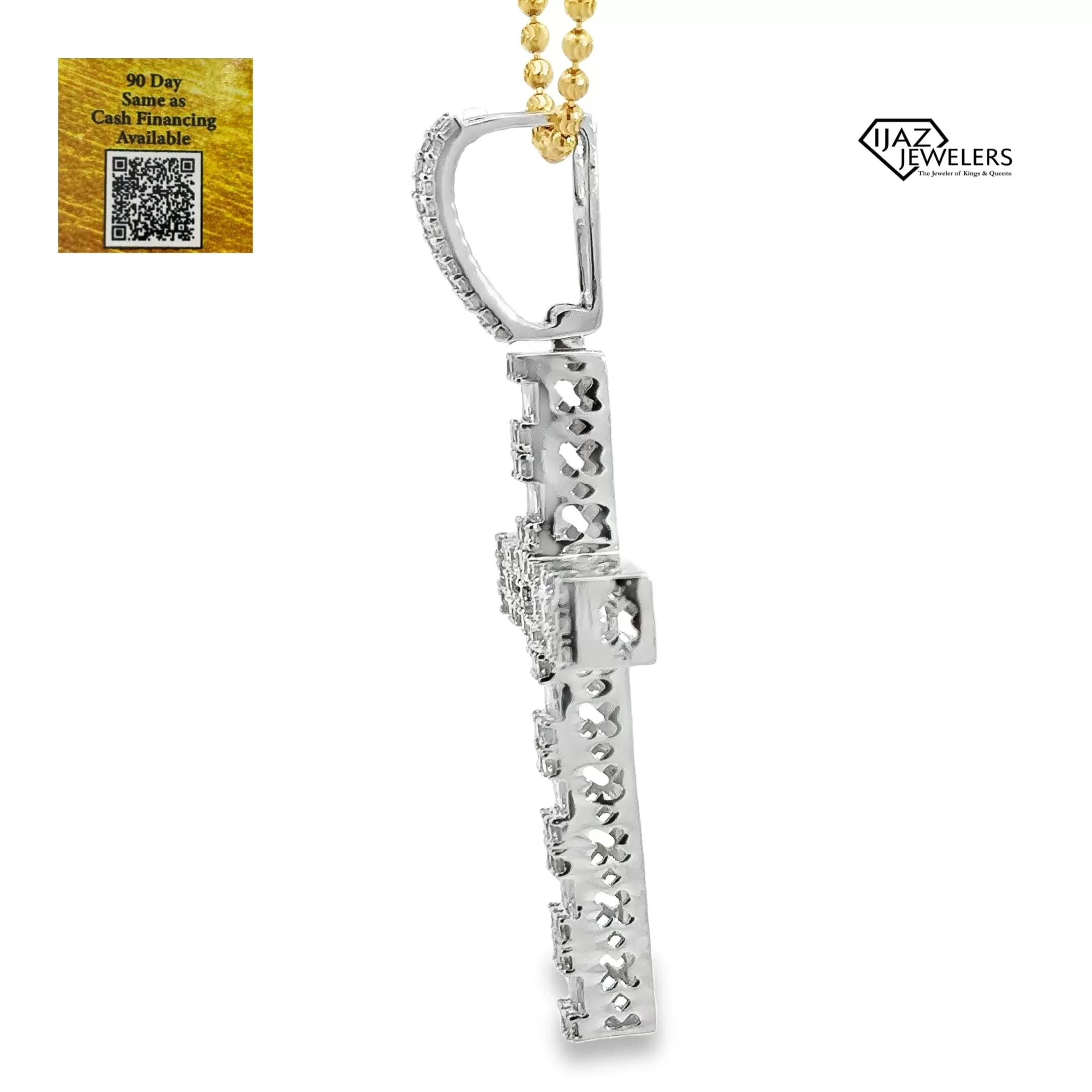 10K White Gold 2.88 CTW Diamond Cross Charm