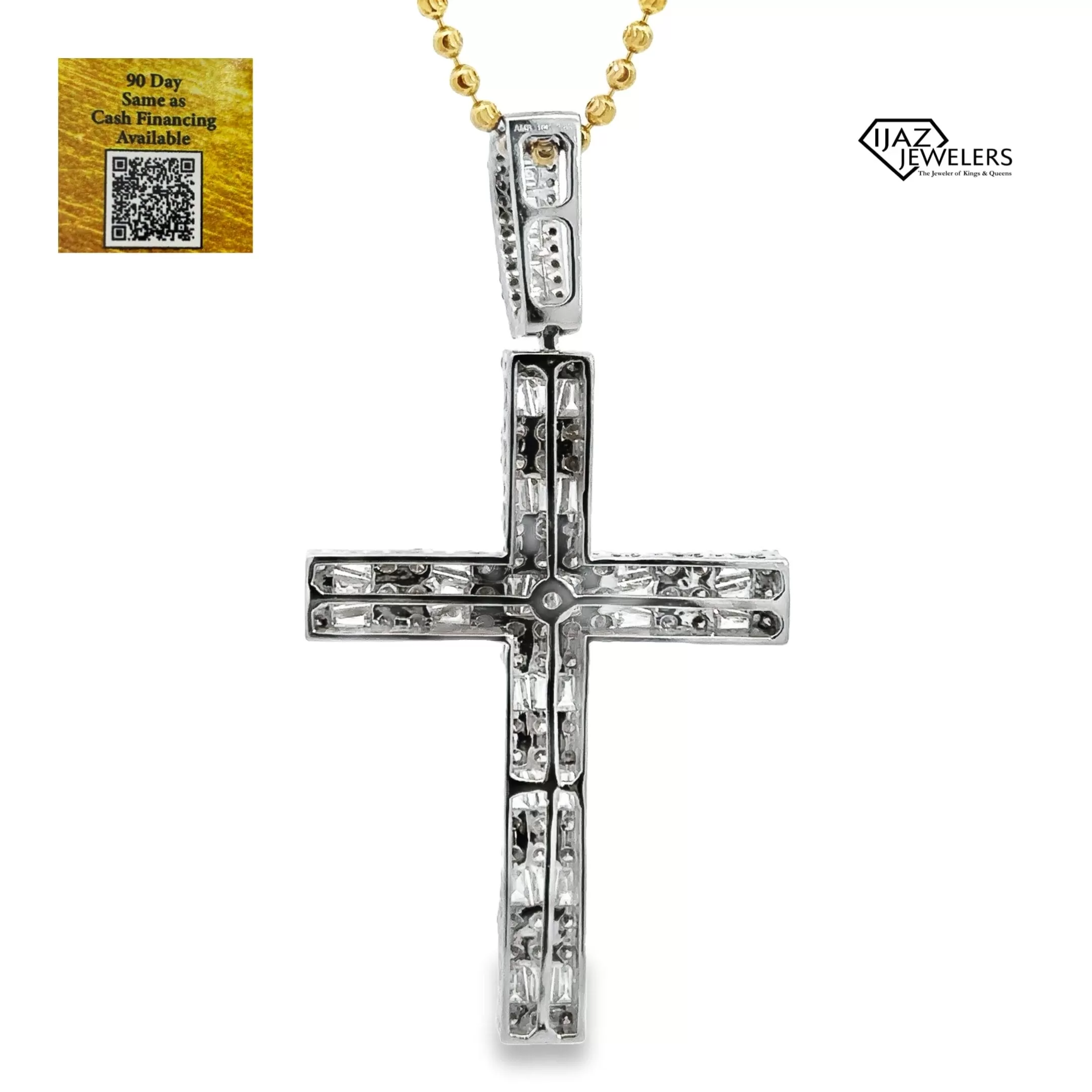 10K White Gold 2.88 CTW Diamond Cross Charm