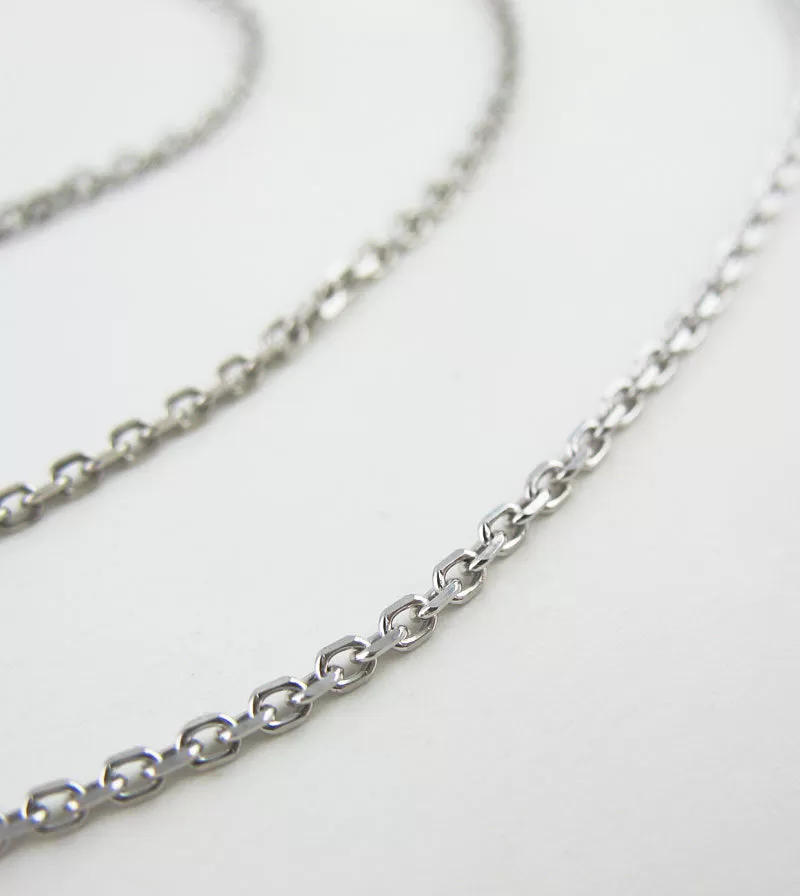 1.2 mm Diamond-Cut Cable Chain, Rhodium-Plated Sterling Silver