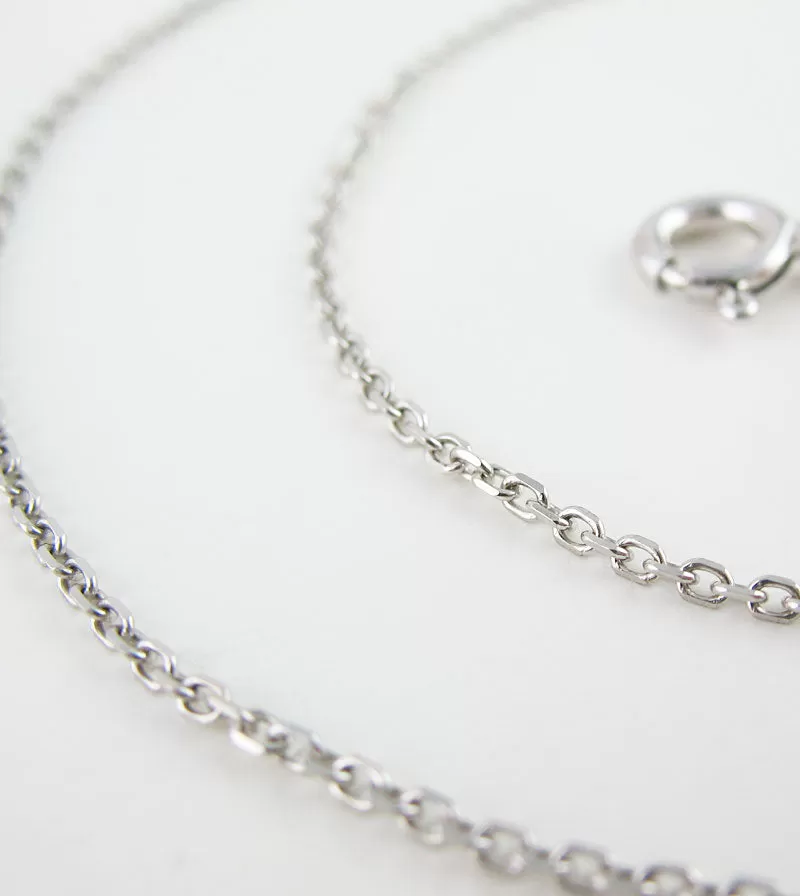 1.2 mm Diamond-Cut Cable Chain, Rhodium-Plated Sterling Silver