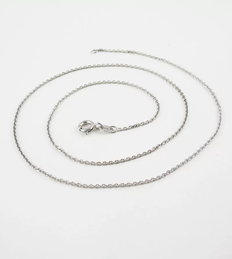 1.2 mm Diamond-Cut Cable Chain, Rhodium-Plated Sterling Silver