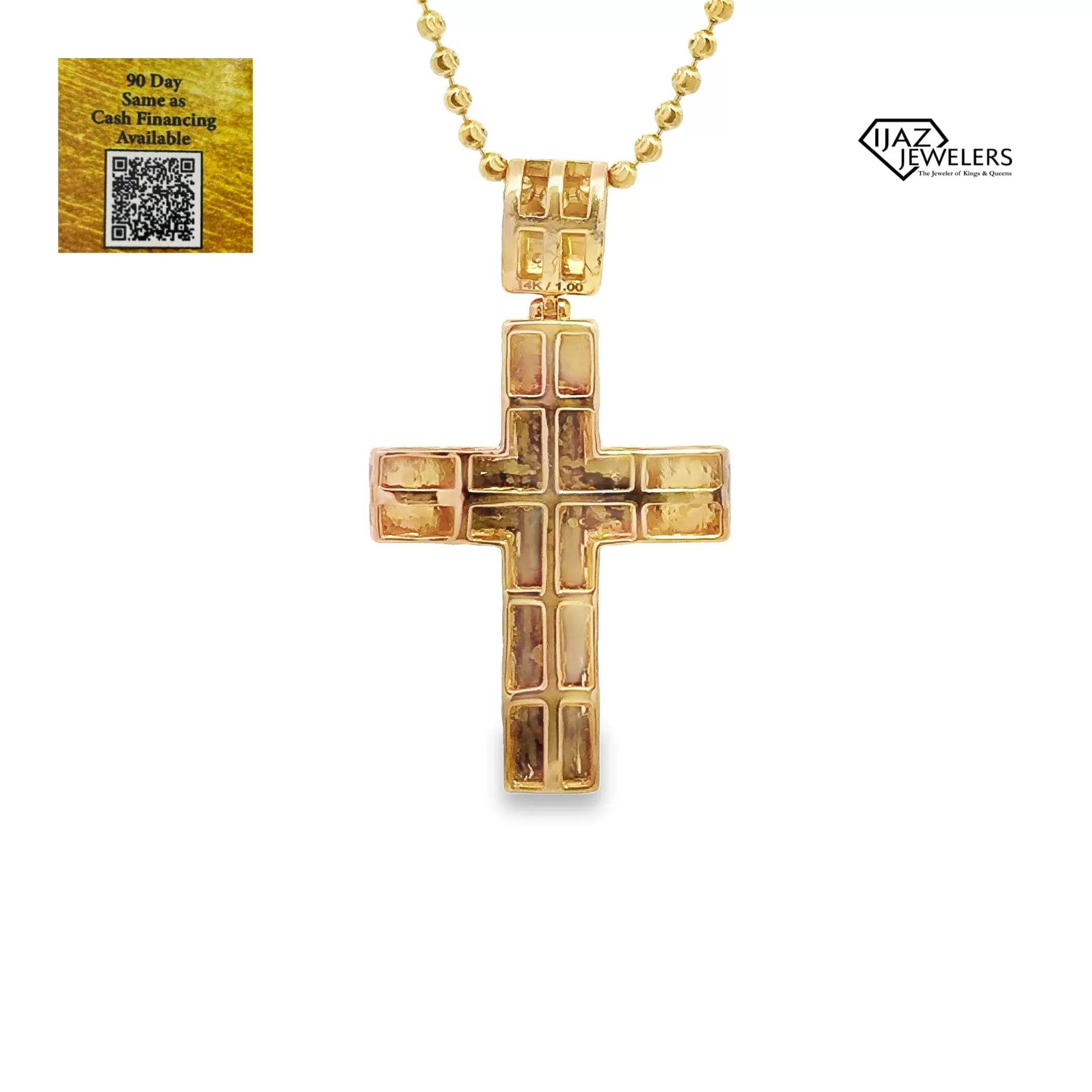 14K Gold 1.00 CTW Diamond Cross Charm