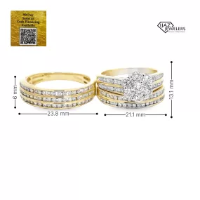 14K Gold 2.17 CTW Diamond Wedding Trio Set