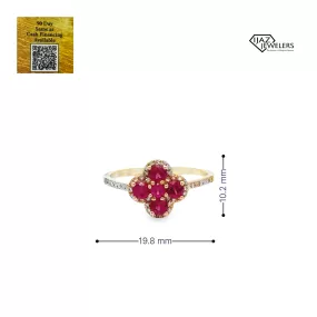 14K Gold Natural Ruby And Diamond Ring