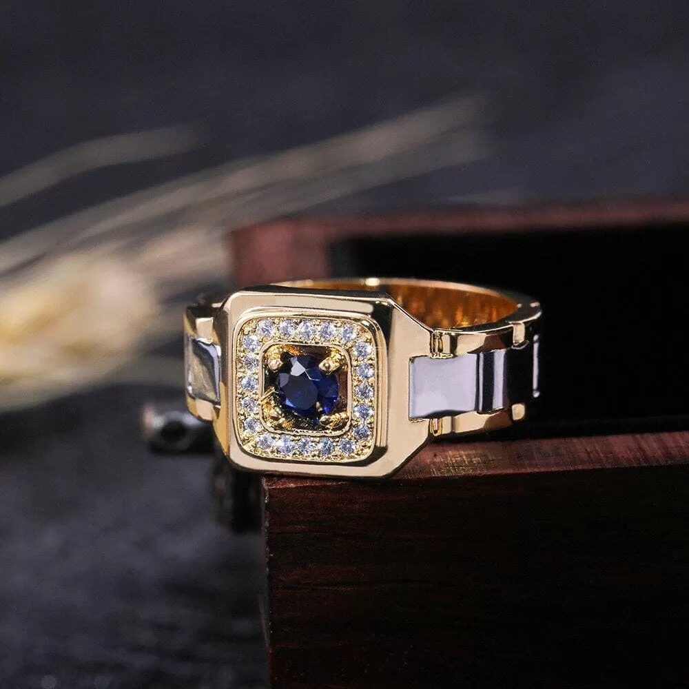 14K Natural 1 Carat Sapphire Unisex Box Ring