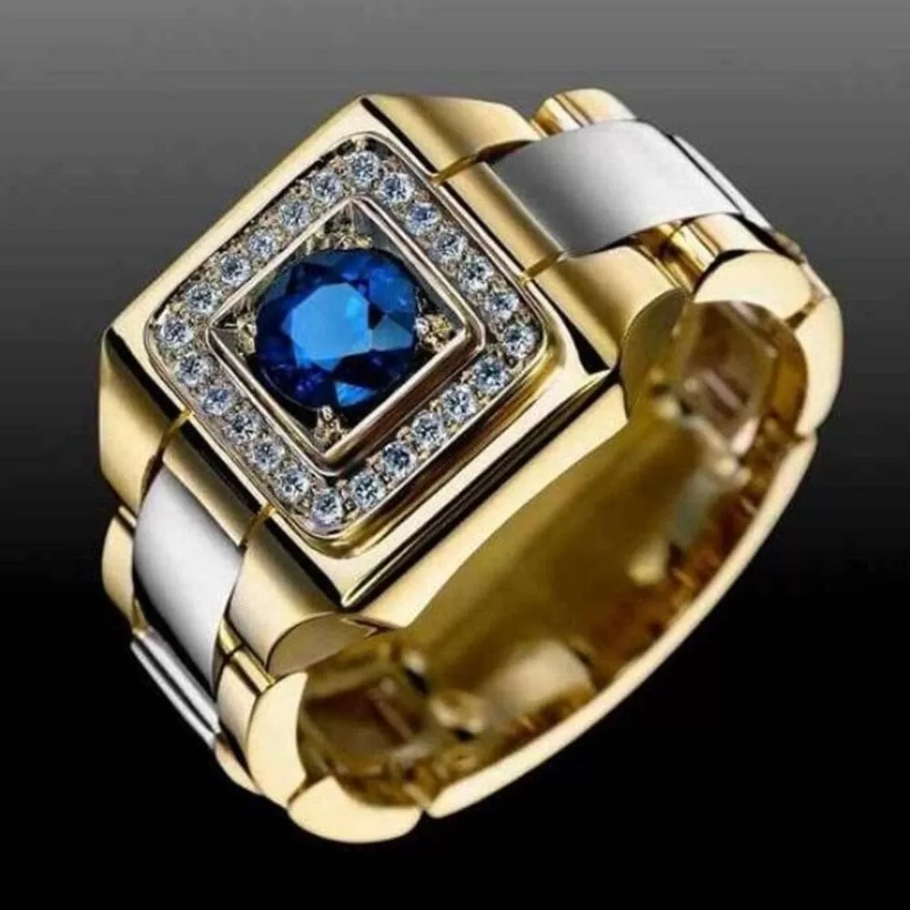 14K Natural 1 Carat Sapphire Unisex Box Ring