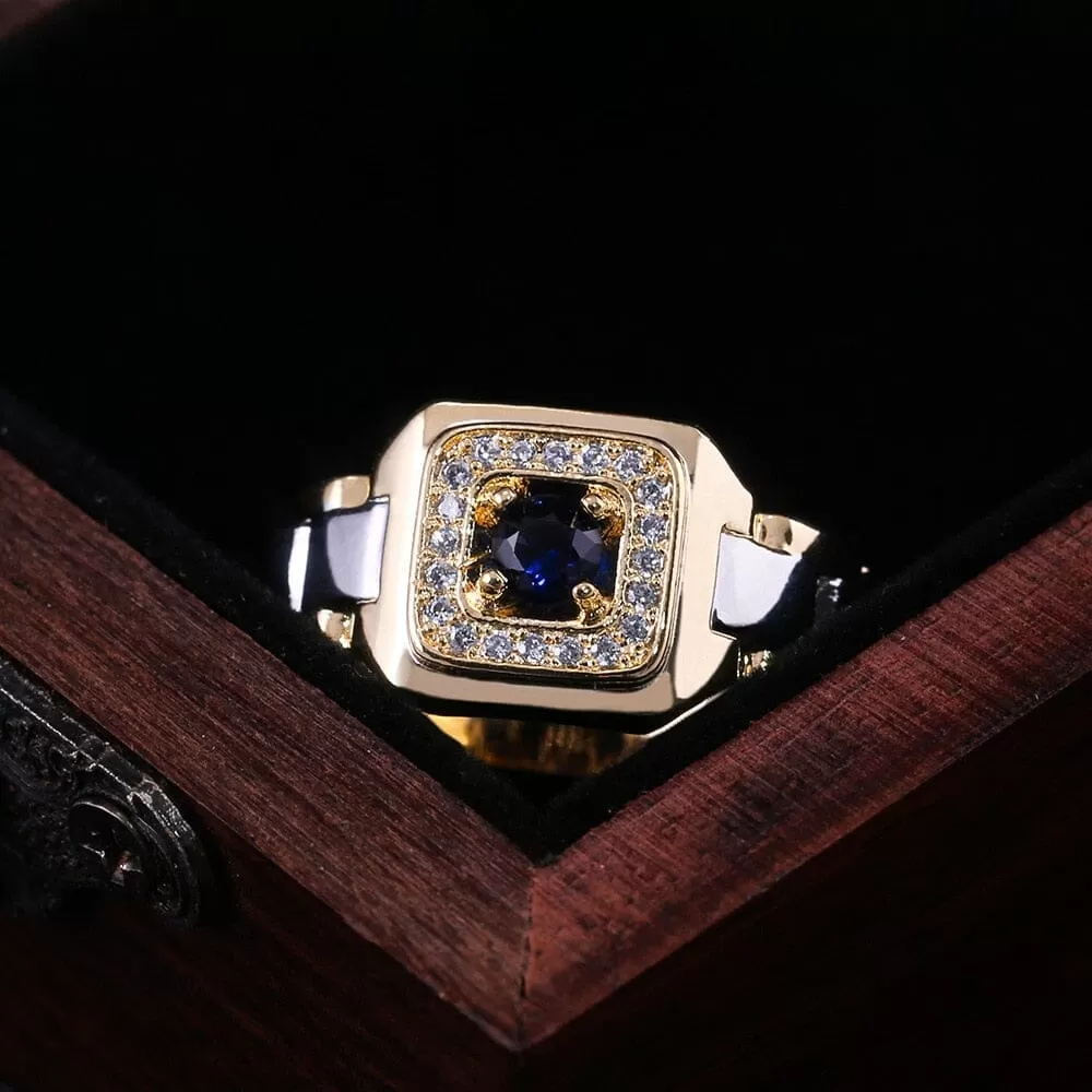 14K Natural 1 Carat Sapphire Unisex Box Ring