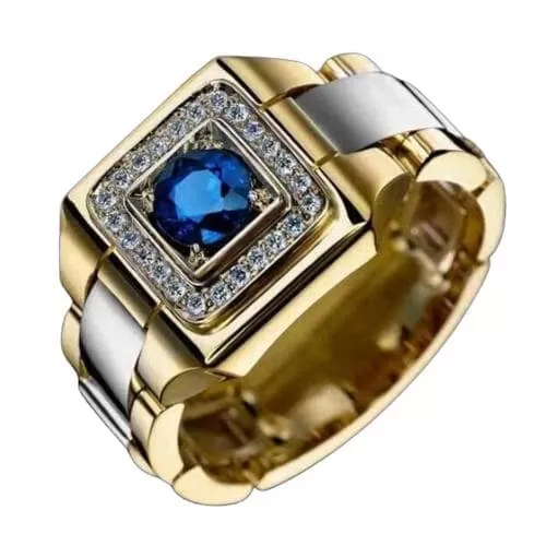 14K Natural 1 Carat Sapphire Unisex Box Ring