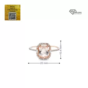 14K Rose Gold Natural Morganite And Diamond Ladies Ring