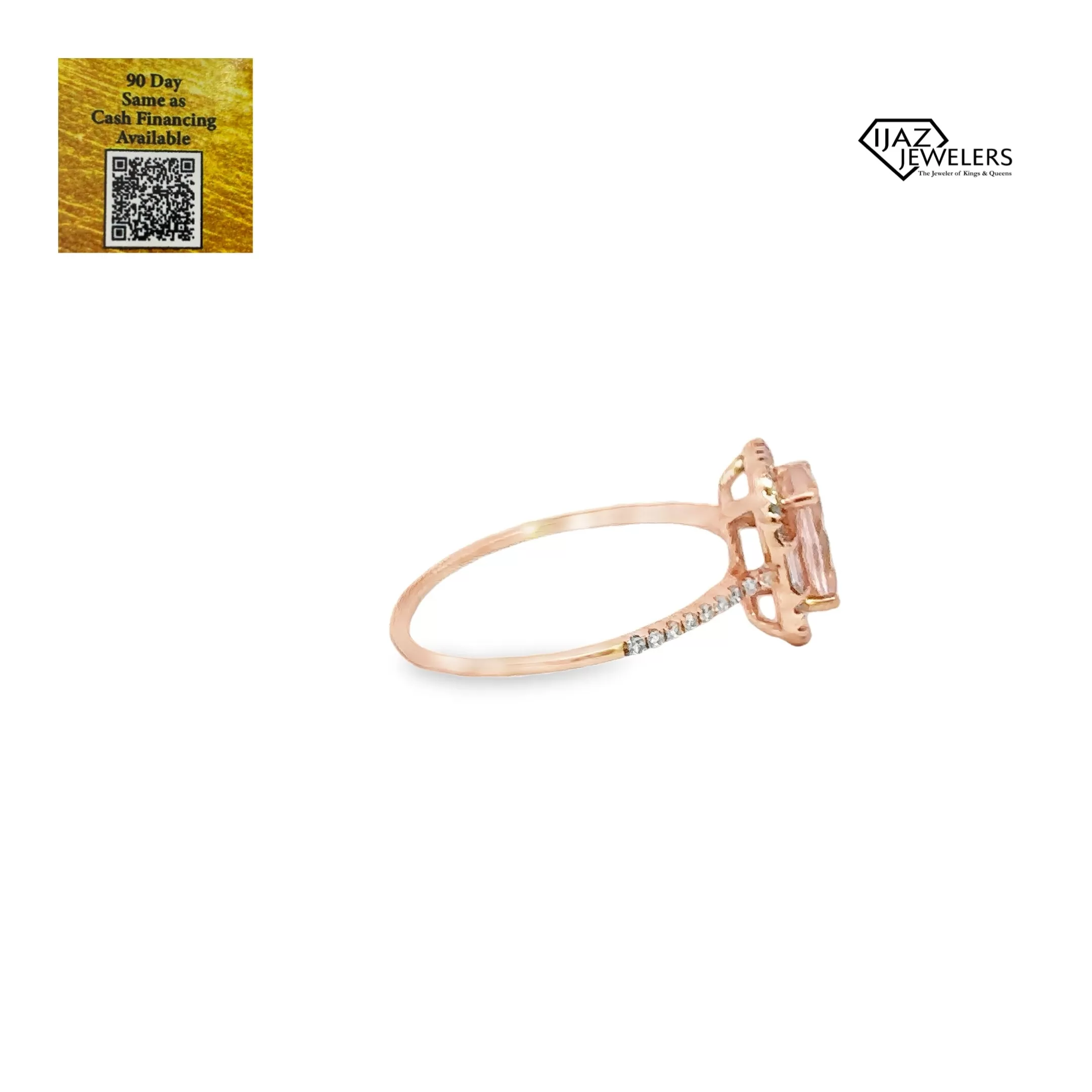 14K Rose Gold Natural Morganite And Diamond Ladies Ring