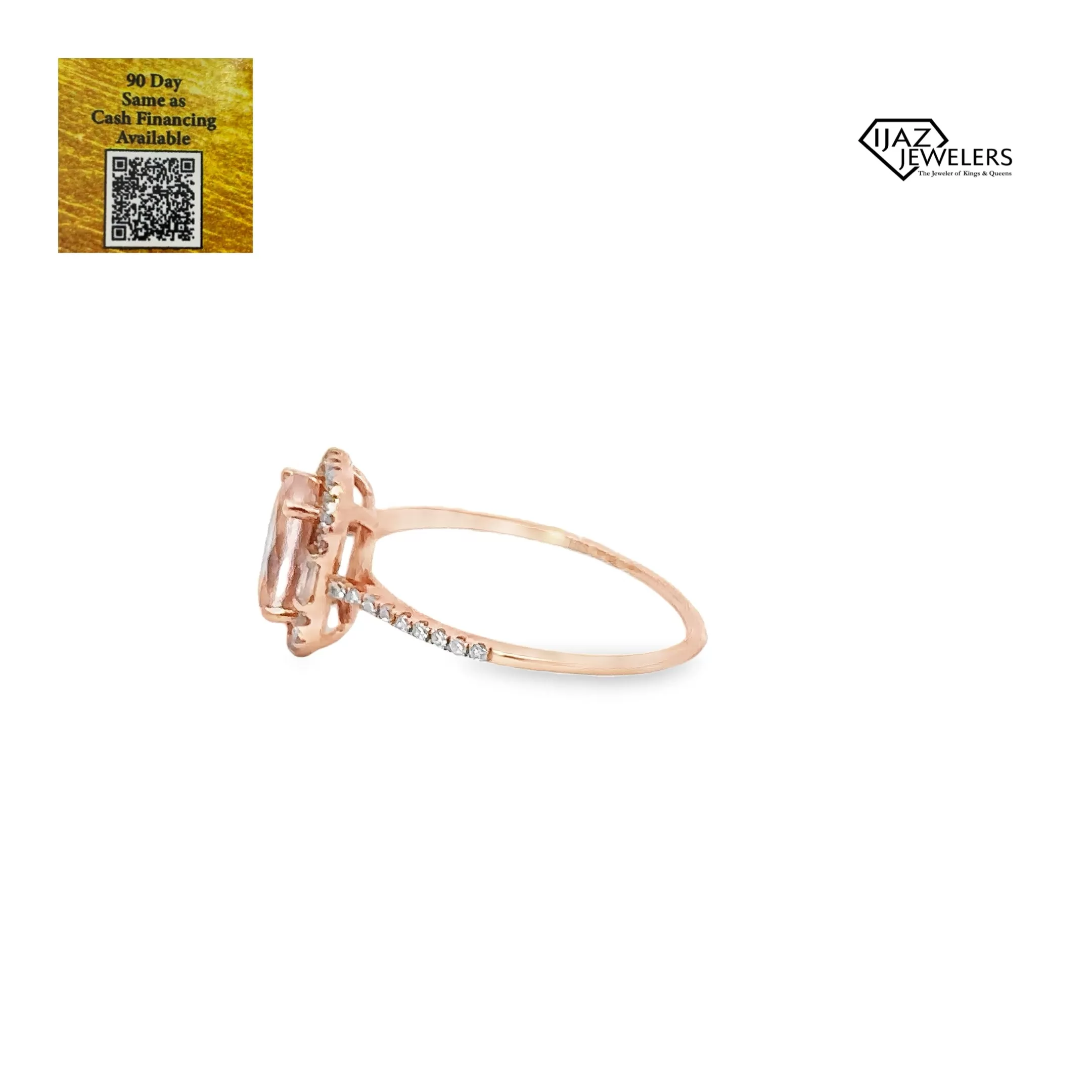 14K Rose Gold Natural Morganite And Diamond Ladies Ring