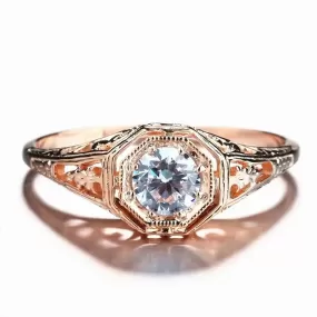 14k Rose Gold Vintage / Unique Moissanite Ring 0.4ct