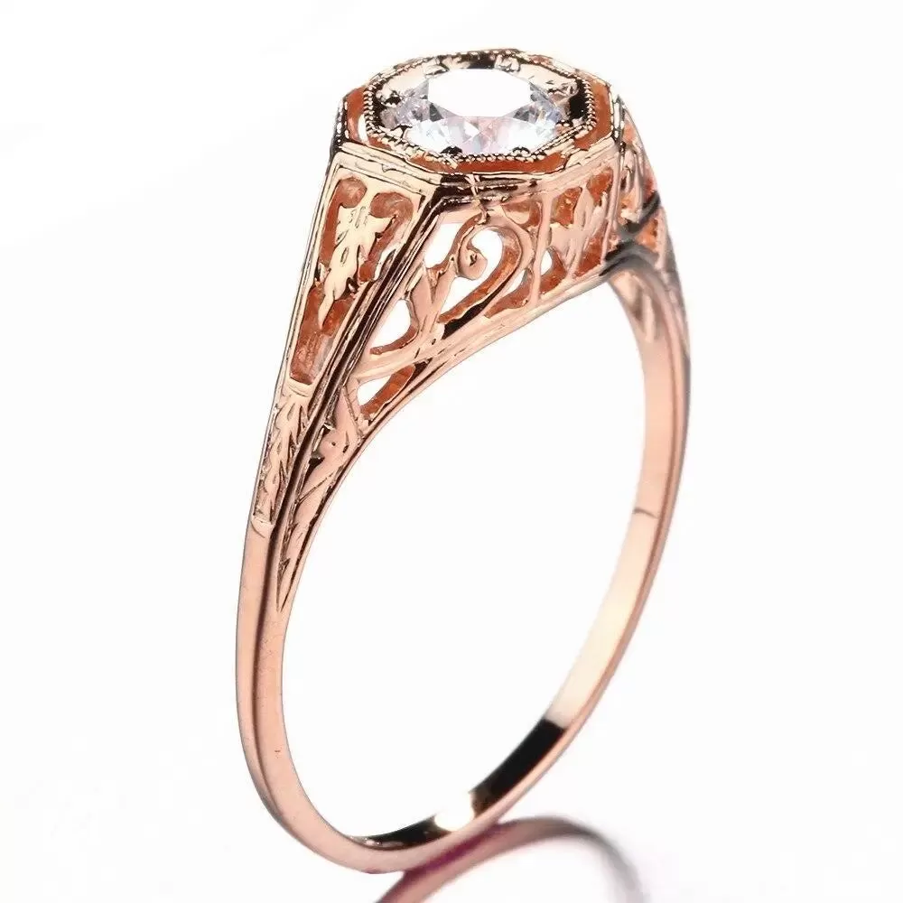 14k Rose Gold Vintage / Unique Moissanite Ring 0.4ct