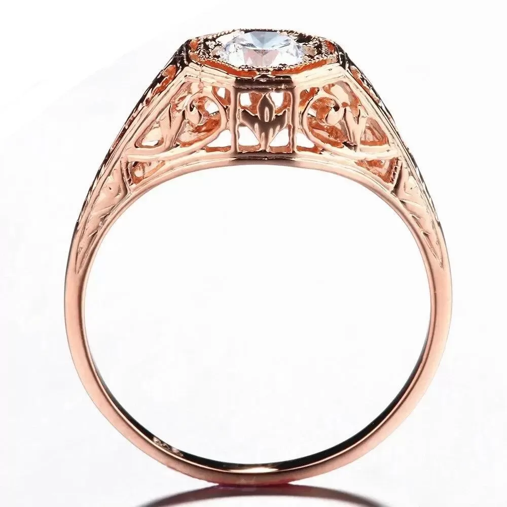 14k Rose Gold Vintage / Unique Moissanite Ring 0.4ct