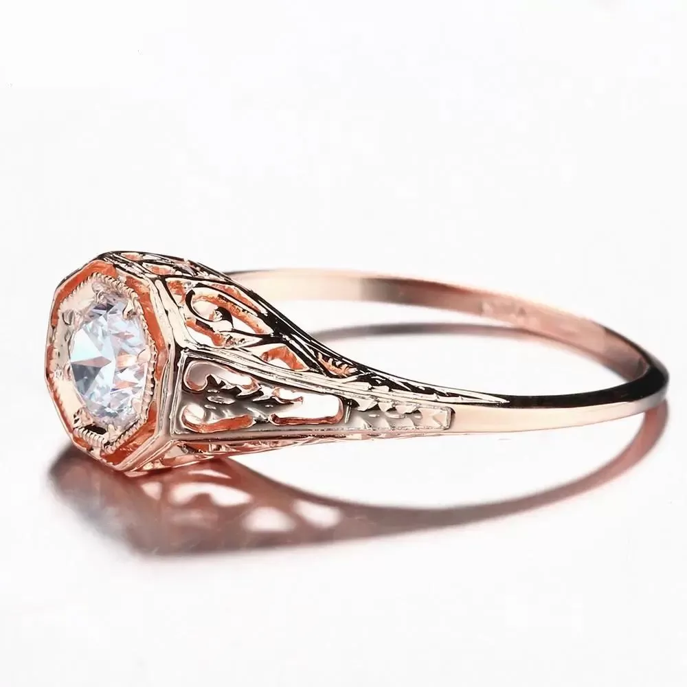 14k Rose Gold Vintage / Unique Moissanite Ring 0.4ct