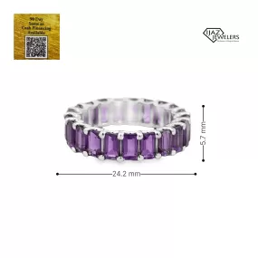 14K White Gold Amethyst Infinity Band