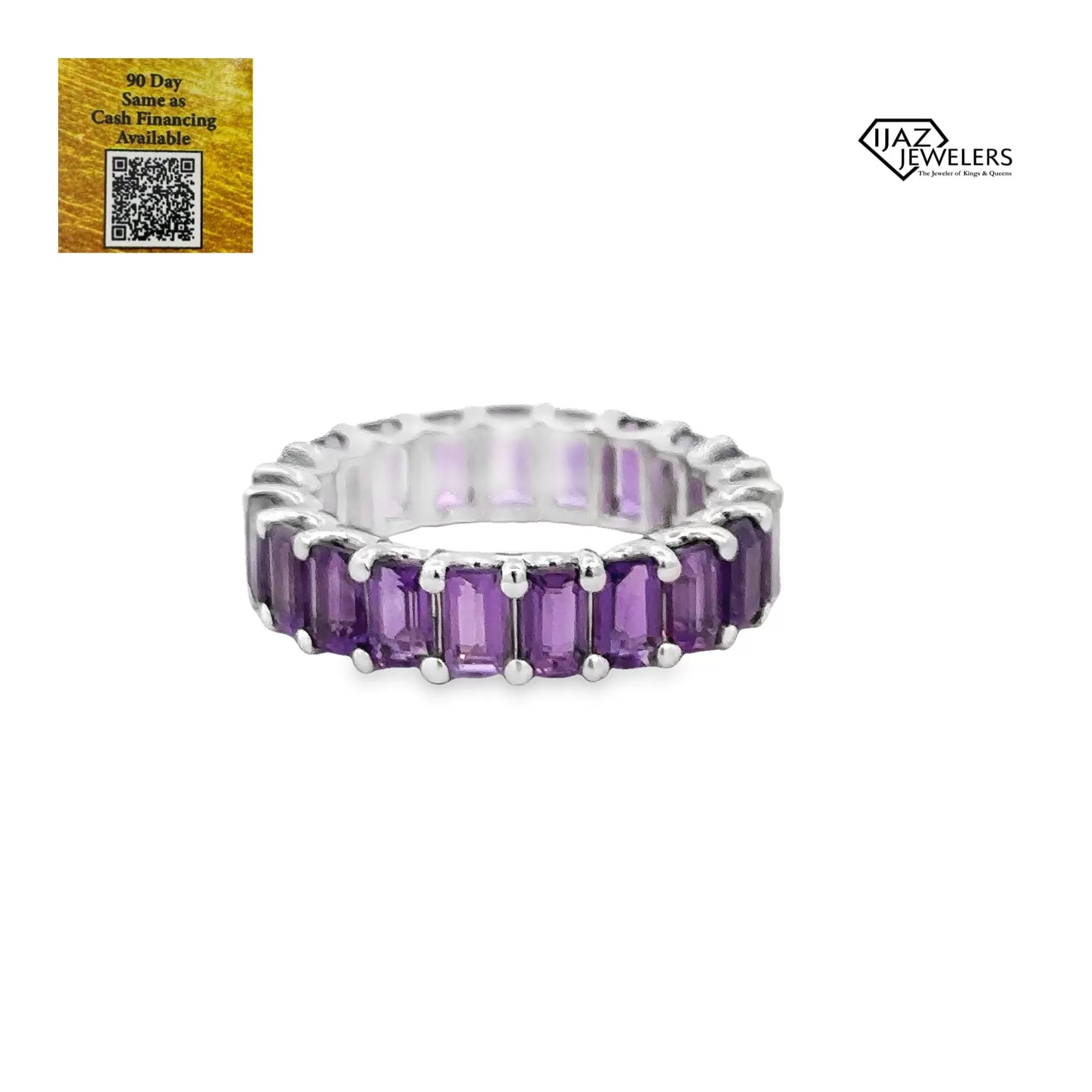 14K White Gold Amethyst Infinity Band