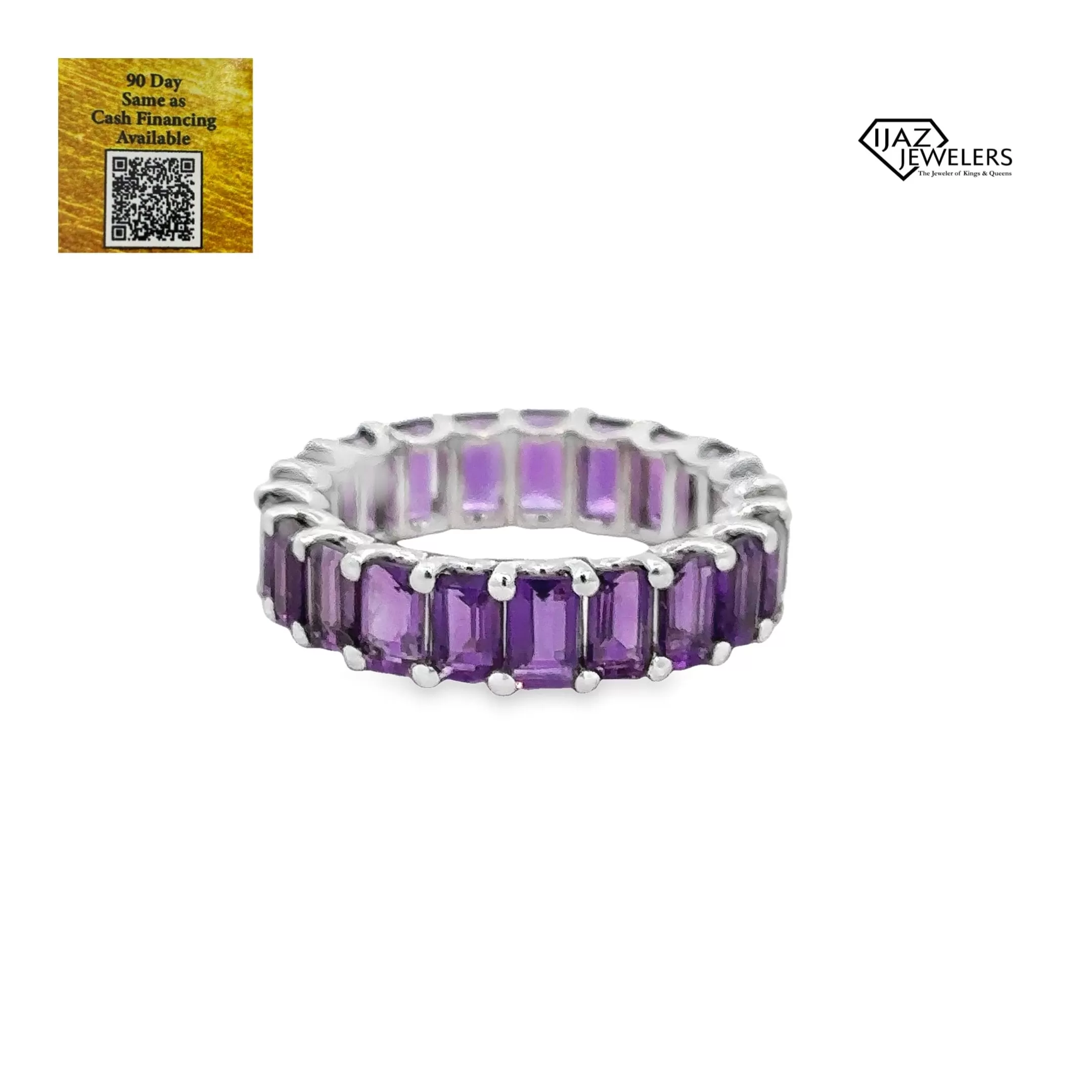 14K White Gold Amethyst Infinity Band