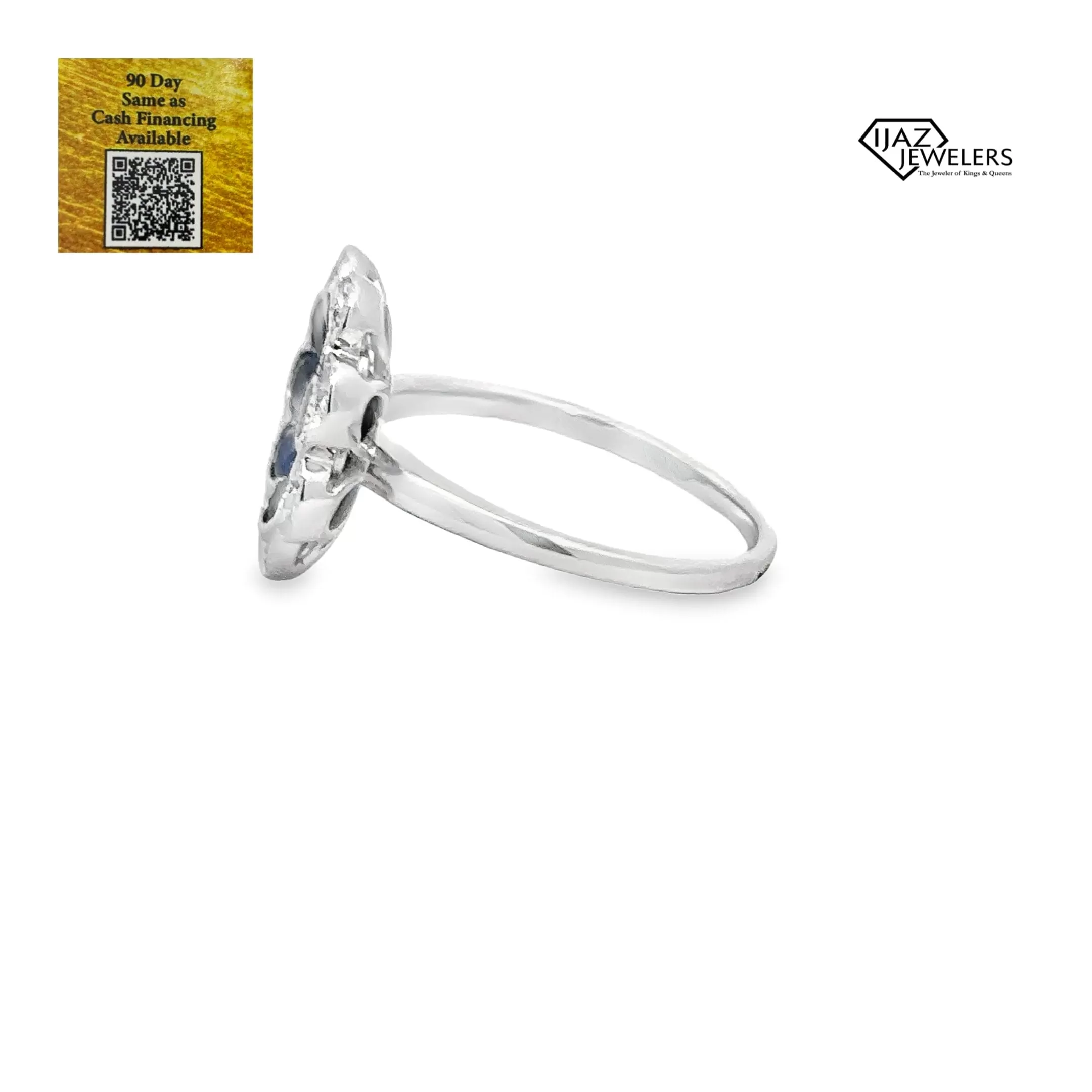 14K White Gold Diamond Sapphire Ring