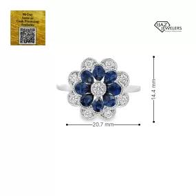 14K White Gold Diamond Sapphire Ring