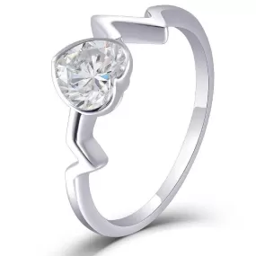 14k White Gold Heartbeat Moissanite Ring 0.7ct