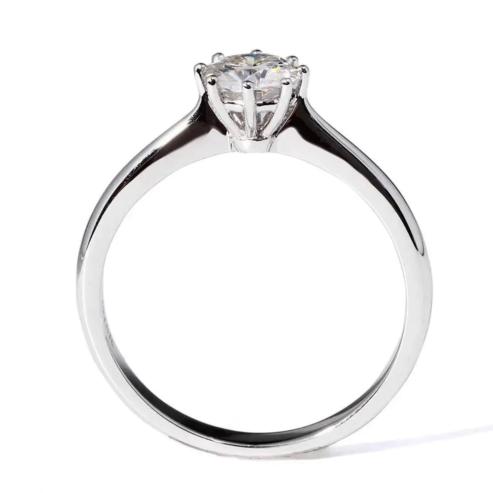 14k White Gold Solitaire Moissanite Ring 1ct