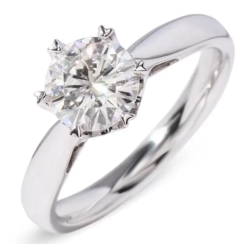 14k White Gold Solitaire Moissanite Ring 1ct