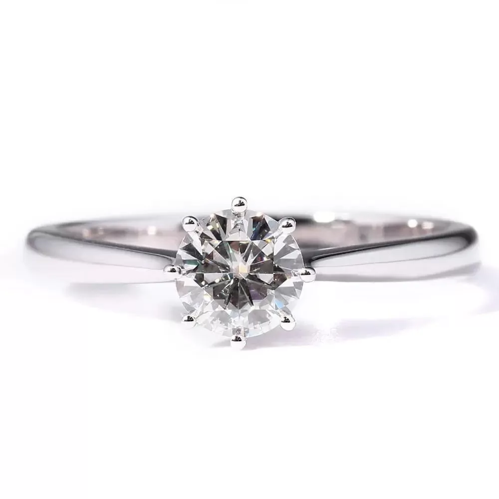 14k White Gold Solitaire Moissanite Ring 1ct