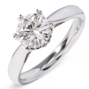 14k White Gold Solitaire Moissanite Ring 1ct