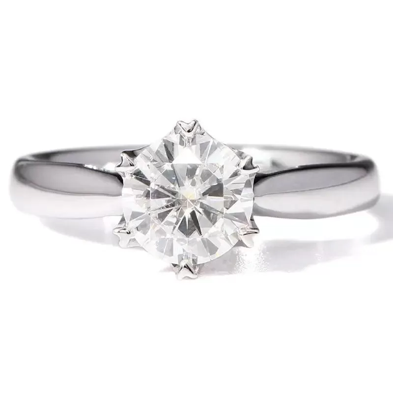 14k White Gold Solitaire Moissanite Ring 1ct