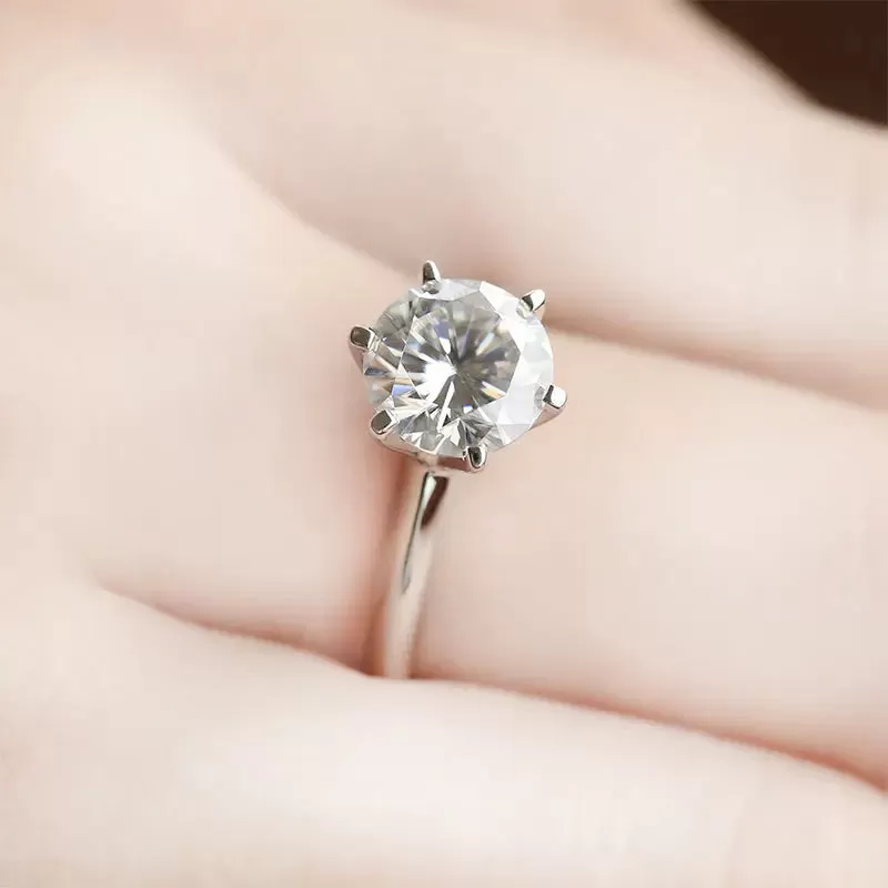 14k White Gold Solitaire Moissanite Ring 2ct