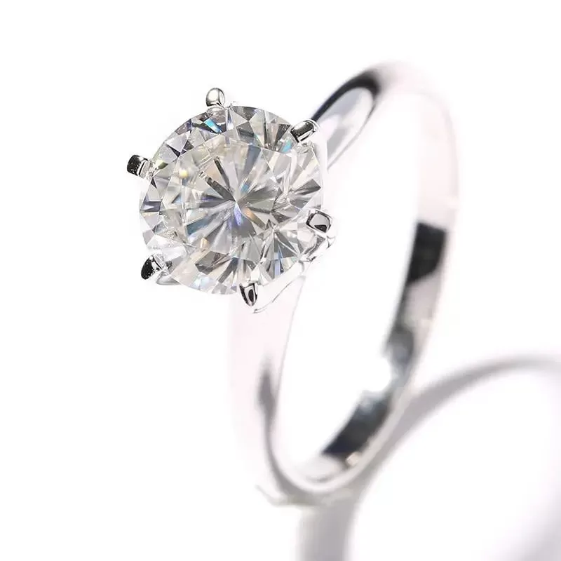 14k White Gold Solitaire Moissanite Ring 2ct