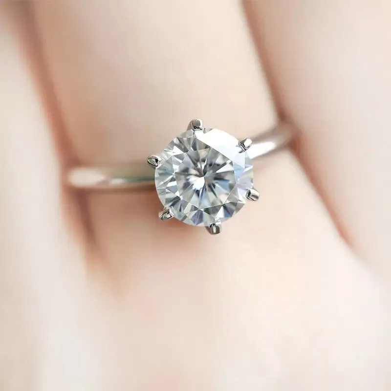 14k White Gold Solitaire Moissanite Ring 2ct