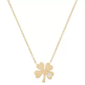 14K YG Diamond Shamrock Necklace