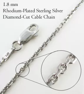 1.8 mm Diamond-Cut Cable Chain, Rhodium-Plated Sterling Silver