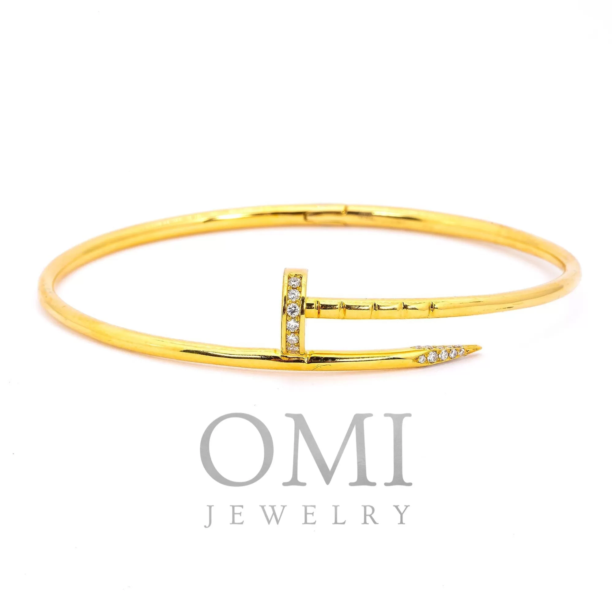 18K GOLD DIAMOND CUSTOM BANGLE BRACELET 0.15 CT