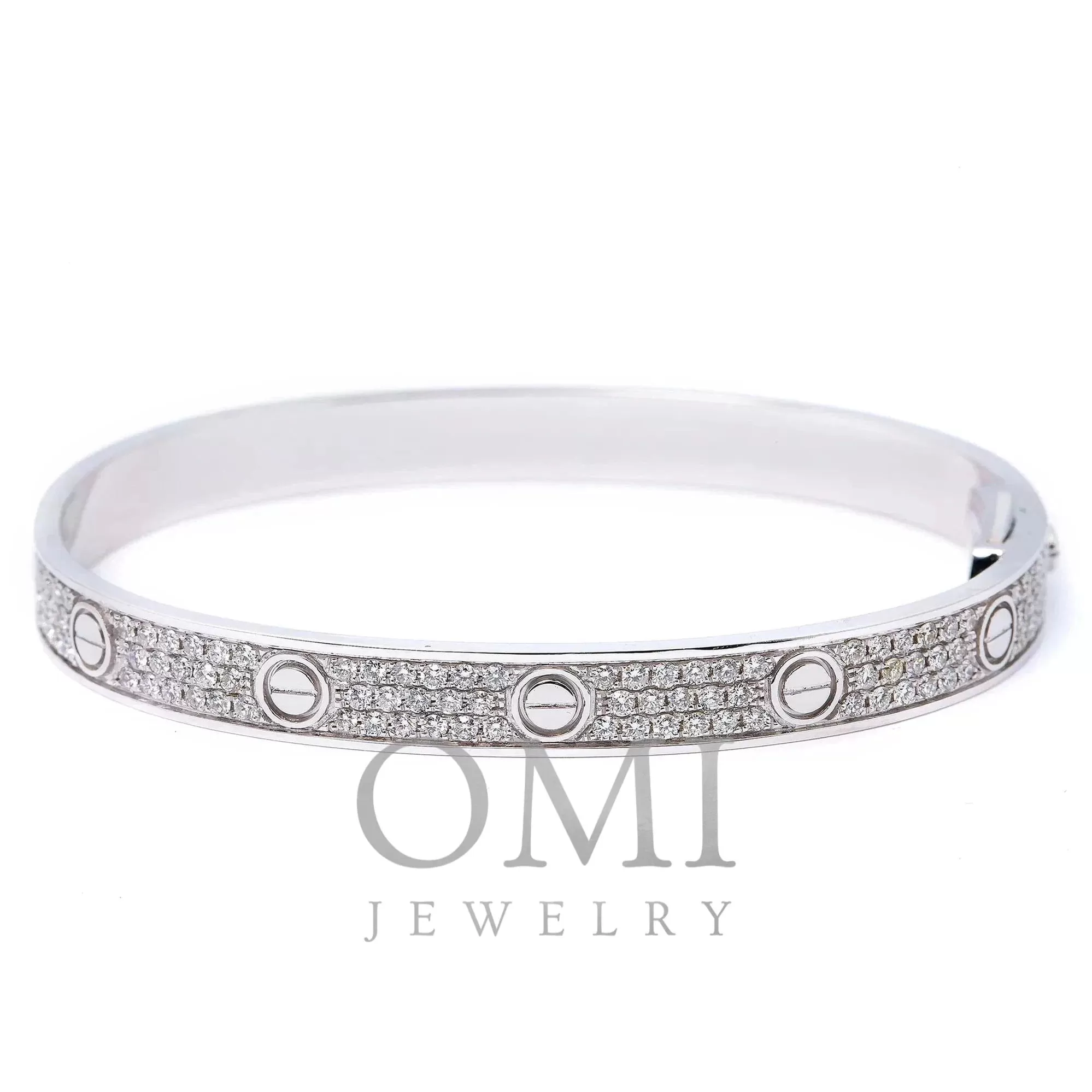 18K GOLD DIAMOND CUSTOM BANGLE BRACELET 3.05 CT