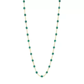 18K Gold Emerald Green Resin Beaded Classic Necklace